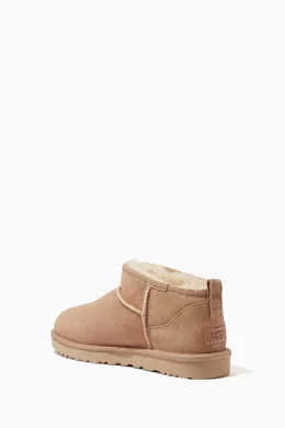 Buy UGG Neutral Classic Ultra Mini Boot in Leather Fur for Women in UAE Ounass