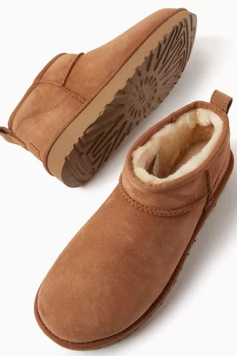 Buy UGG Brown Classic Ultra Mini Boot in Leather Fur for Women in UAE Ounass