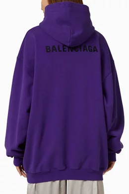 Buy Balenciaga Purple Logo Medium Fit Hoodie in Cotton for