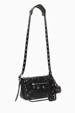 Buy Balenciaga Black Le Cagole XS Flap Bag in Arena Lambskin for