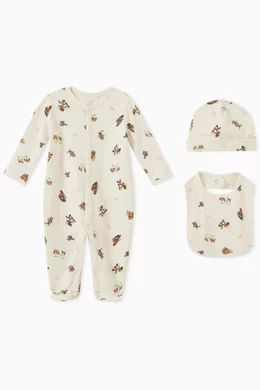 Buy Polo Ralph Lauren Neutral Sleepsuit Gift Set in Cotton for
