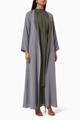Buy SH Collection Green Belted Abaya Set for Women in UAE Ounass