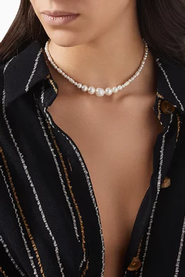 Metal sales pearl necklace
