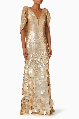 Jenny packham gold sequin store dress
