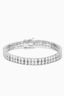 Buy CZ by Kenneth Jay Lane Silver CZ Double row Tennis Bracelet in