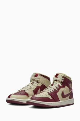 Buy Jordan Burgundy Air Jordan 1 Split Mid top Sneakers in Leather