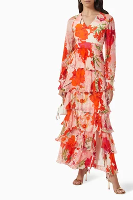 Orange chiffon maxi dress online