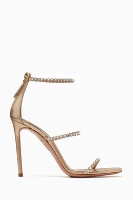 Buy Aquazzura Gold Mini Tequila 105 Crystal embellished Sandals