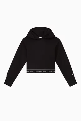Calvin klein 2025 cropped logo hoodie
