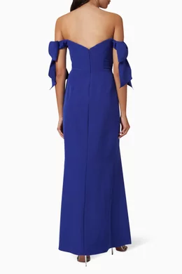 Marchesa notte royal blue ruffle gown new arrivals