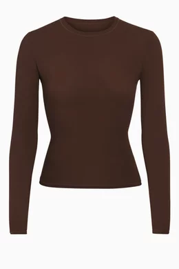 Buy SKIMS Brown Fits Everybody Long Sleeve T-shirt for Women in UAE