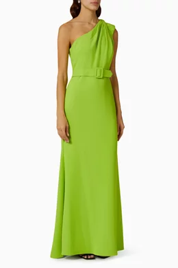 One shoulder sales column gown
