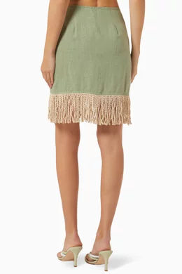 Buy Just Bee Queen Green Valencia Mini Skirt in Linen for Women in
