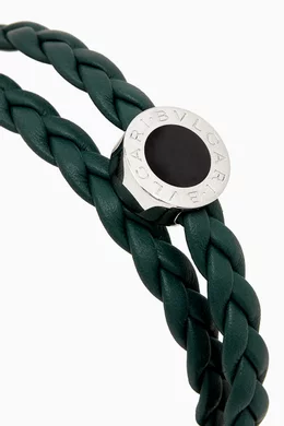 Buy BVLGARI Green BVLGARI BVLGARI Bracelet in Braided leather for Men in UAE Ounass