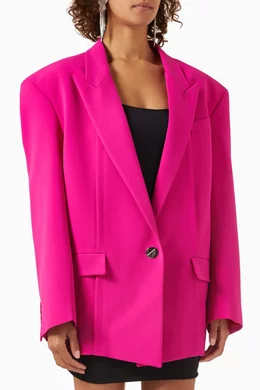 Buy The Attico Pink Glen Oversized Pinstripe Blazer in Viscose for