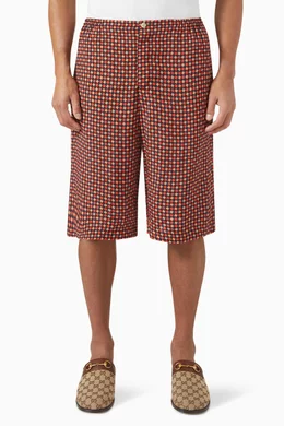 Buy Gucci Multicolour Geometric Houndstooth Print Shorts in Rayon
