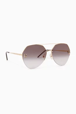 Buy Cartier Gold Aviator Sunglasses in Metal for Women in UAE Ounass