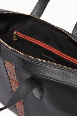 Buy Paul Smith Black Signature Stripe Business Folio in Leather