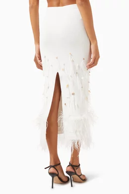 Ostrich feather hot sale skirt white