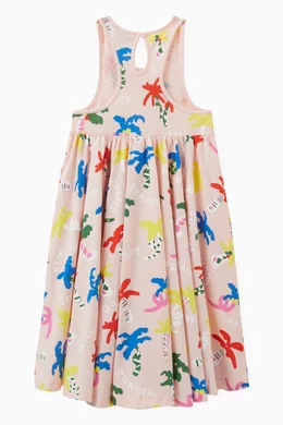 Buy Stella McCartney Pink Palm Tree Print Dress in Cotton for Girls in UAE Ounass