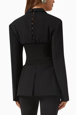 Buy Dion Lee Black Corset Tube Blazer in Wool blend for Women in