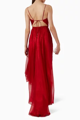 Buy Maria Lucia Hohan Red Gracie Maxi Dress in Silk for Women in