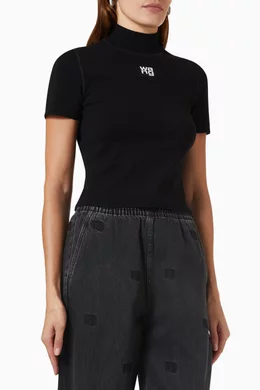 Buy Alexander Wang.t Black Turtleneck Logo Top in Knit for Women