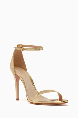 Buy Schutz Gold Cocktail Sandals in Metallic Fabric for Women in UAE Ounass