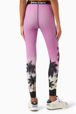 Buy Palm Angels Purple Palm Sunset Logo Leggings in Jersey for Women in UAE Ounass