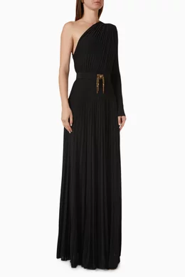 Buy Elisabetta Franchi Black Red Carpet One shoulder Gown in Jersey for WOMEN in UAE Ounass