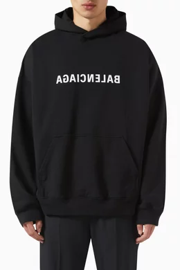 Buy Balenciaga Black Mirror Balenciaga Oversized Hoodie in Cotton Terry for UNISEX in UAE Ounass