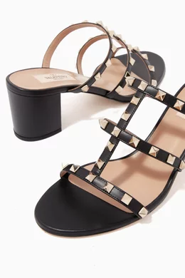 Buy Valentino Garavani Black Valentino Garavani Rockstud 60 Slide Sandals in Leather for Women in UAE Ounass