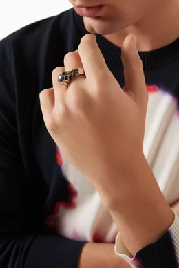 Buy Alexander McQueen Silver The Side Skull Ring in Eco Brass for