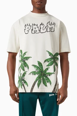 Buy Palm Angels White Skull Vintage T shirt in Cotton Jersey for