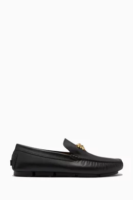 Buy Versace Black La Medusa Loafers in Calf Leather for Men in UAE