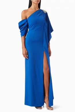 One shoulder blue best sale gown