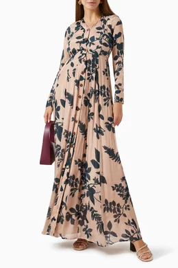 Buy KoAi Pink Floral Maxi Shirt Dress in Chiffon for Women in UAE