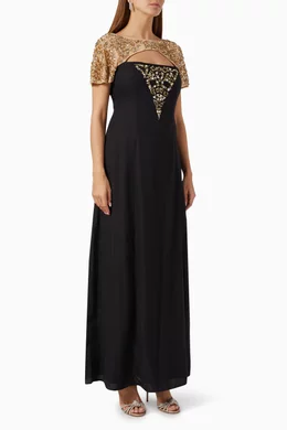 Buy Raishma Black Beaded Embellished Dress in Crepe for Women