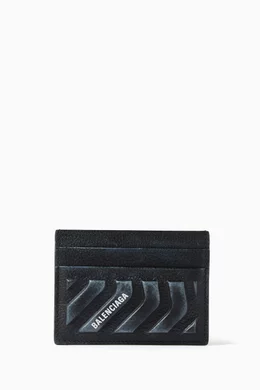 Buy Balenciaga Black Tread Card Holder in Leather for Men in UAE Ounass