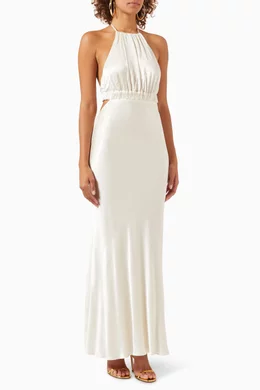 Open back halter best sale dress