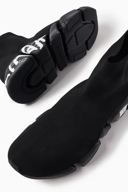 Buy Balenciaga Black Speed 2.0 Graffiti Sneakers in Recycled Knit