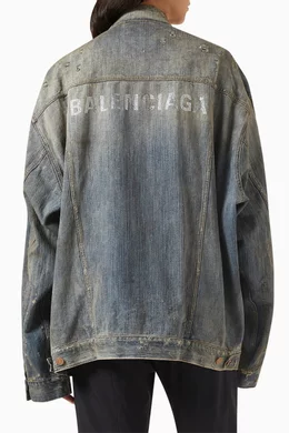 Buy Balenciaga Blue Oversized Destroyed Strass Jacket in Italian Ring Denim for Women in UAE Ounass
