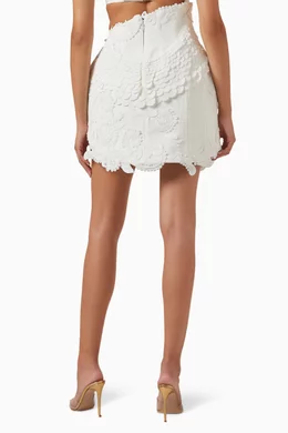 Rose and Ivory Lace Ruffle Mini Skirt