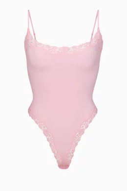 Buy SKIMS Pink Fits Everybody Lace Cami Bodysuit for Women in UAE