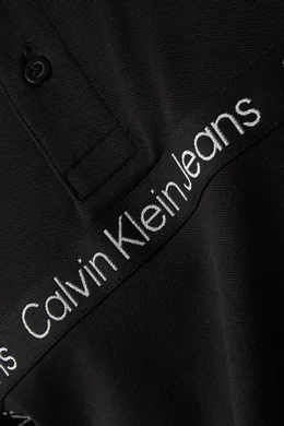Buy Calvin Klein Jeans Black Logo Tape Polo Shirt in Cotton Piqu