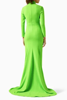 Buy Solace London Green Vivienne High neck Maxi Dress in Crepe for Women in UAE Ounass