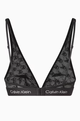 Buy Calvin Klein Black 1996 Logo Triangle Bralette in Lace for