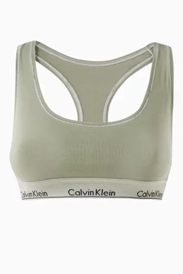 Buy Calvin Klein Green Logo Mineral dyed Bralette in Stretch