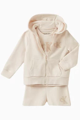 Calvin klein hoodie and hot sale shorts set