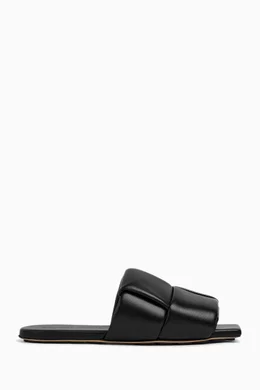 Leather store mules flat